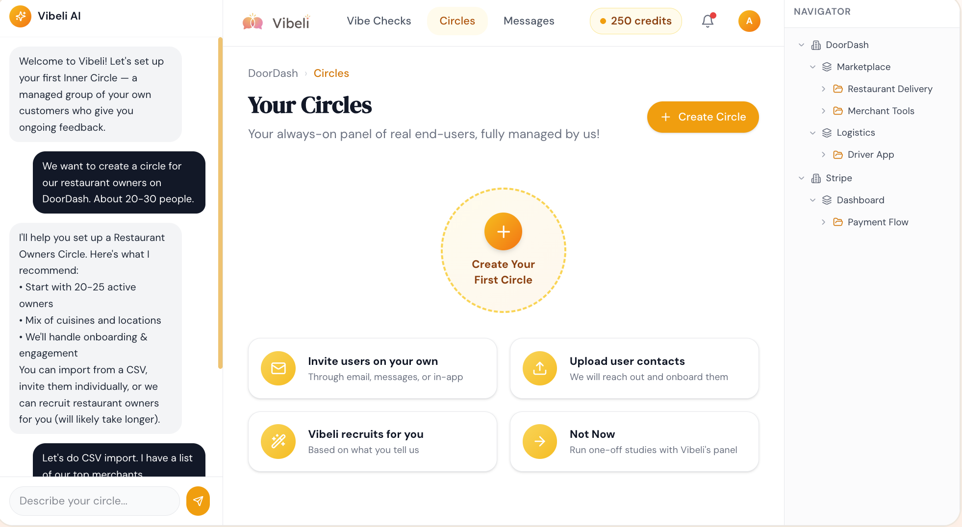 Build Your Inner Circle - Circles tab UI
