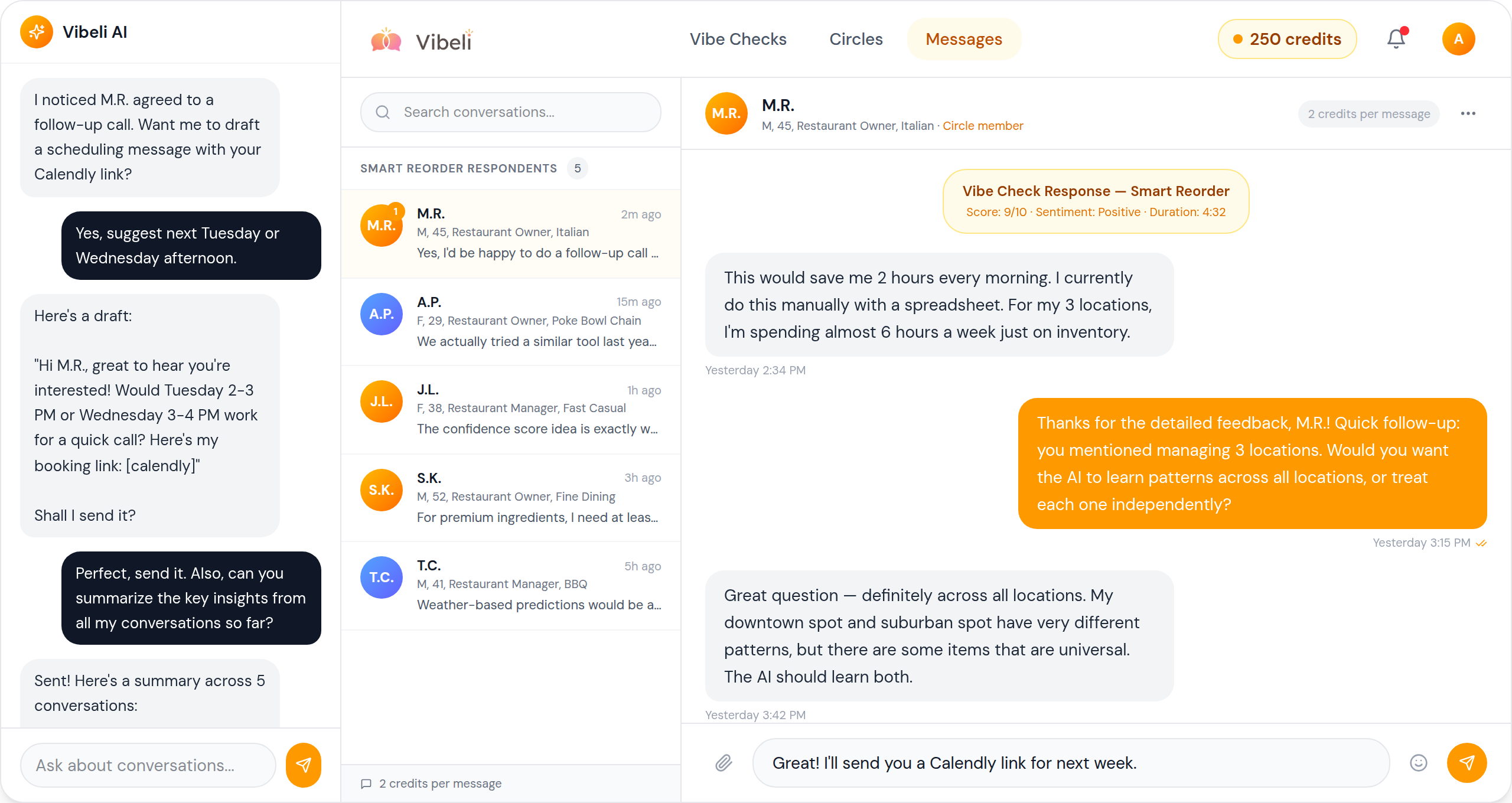 Follow Up & Go Deeper - Messaging interface